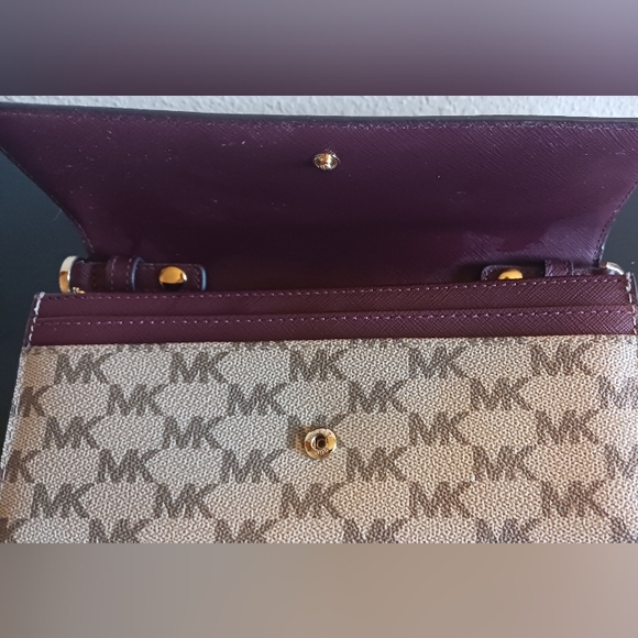 Michael Kors Jet Set Saffiano Leather Luggage Wallet Chain Crossbody Bag - Picture 5 of 11